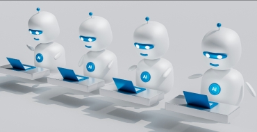 Four robots with computers